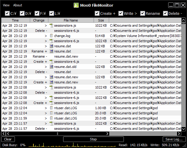 Moo0 FileMonitor screenshot